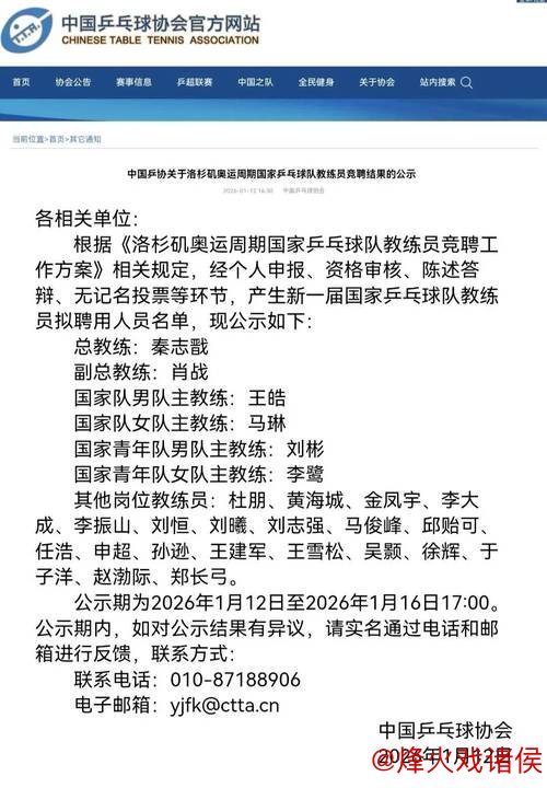 新奥运周期国乒教练选拔结果公布:秦志戬肖战掌舵,孙颖莎恩师回归备受瞩目 新奥运周期国乒教练选拔结果公布:秦志戬肖战掌舵,孙颖莎恩师回归备受瞩目