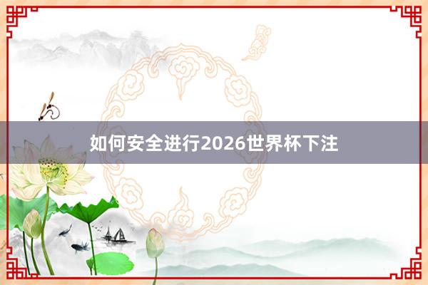 如何安全进行2026世界杯下注